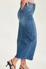 Junk Food Hazel Long Denim Skirt - BLUE