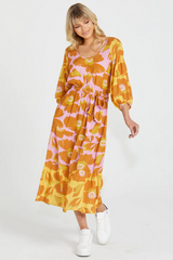 Sass Harper Tiered Midi Dress - Multi Floral
