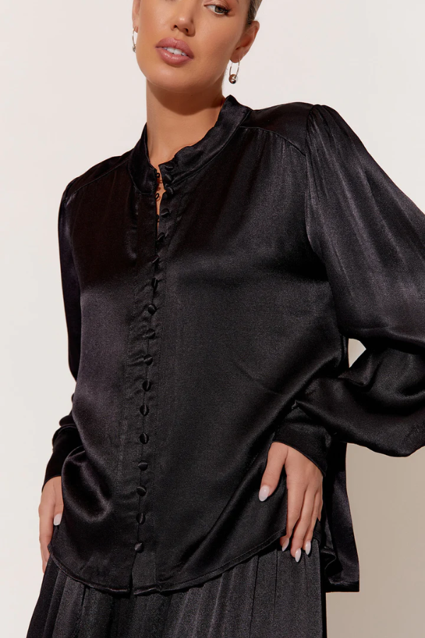 Adorne Samantha Satin Shirt - Black