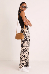 Among The Brave Lounging Black Baroque Satin Wide Leg Pants