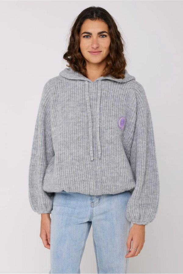 Sisstrevolution Hope Knit Hooded Sweater - GREY HEATHER