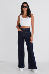 Among The Brave Zoey High Rise Wide Leg Pocket Jean - Indigo