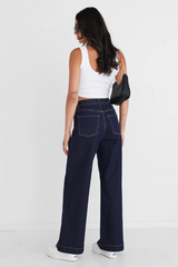 Among The Brave Zoey High Rise Wide Leg Pocket Jean - Indigo