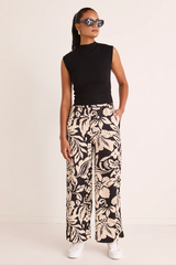 Among The Brave Lounging Black Baroque Satin Wide Leg Pants