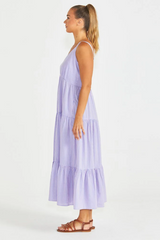 Sass Phillipa Tiered Maxi Dress - Blue/Pink Stripe