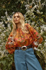 Fate & Becker Panama Top - Orange Floral