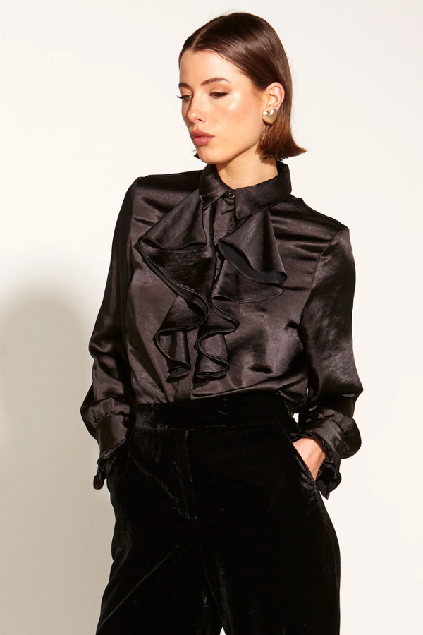 Fate & Becker Only She Knows Ruffle Shirt - Black