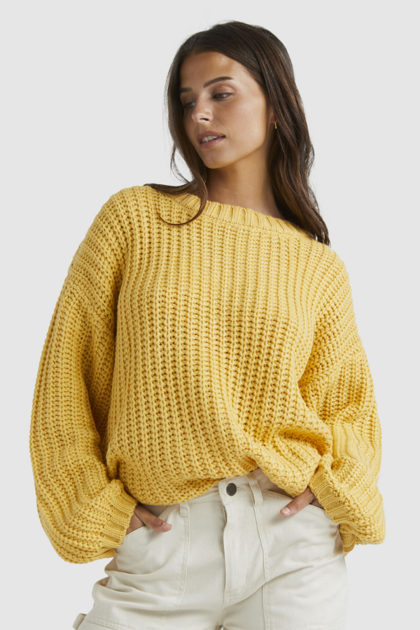 Billabong Clover Sweater Cable Knit - YELLOW