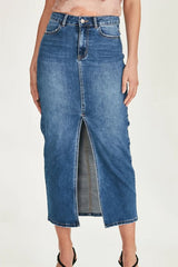 Junk Food Hazel Long Denim Skirt - BLUE