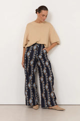 Adorne Avalon Lightweight Denim Embroidered Pants