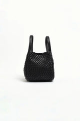 Adorne Woven Slouch Bucket Bag - Black