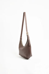 Adorne Maggie Woven Moon Crossbody Bag - Chocolate