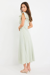 Among The Brave Ovation Flutter SS Midi Dress - Sage Gingham