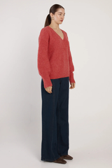 Fate & Becker Remy V-Neck Jumper - Red