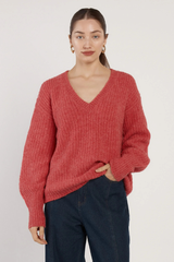 Fate & Becker Remy V-Neck Jumper - Red