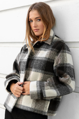 Ivy & Jack Sweeping Check Soft Jacket - Grey Check