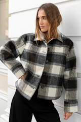 Ivy & Jack Sweeping Check Soft Jacket - Grey Check