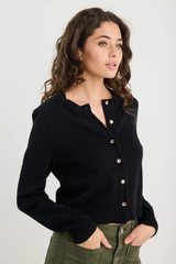 Among The Brave Replica Cotton Cashmere Crewneck Cardigan - Black