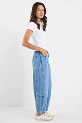 Among The Brave Graduate Blue Non Stretch Barrel Jeans - 90s Blue