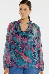 Sass Willow Tie Front Blouse - Orchid