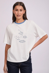 Rhythm Fish Raglan T-Shirt - WHITE