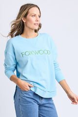 Foxwood Simplified Metallic Crew - LT Blue/Lime