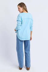Foxwood Simplified Metallic Crew - LT Blue/Lime