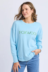Foxwood Simplified Metallic Crew - LT Blue/Lime