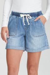 Junk Food Maggie Denim Shorts - BLUE