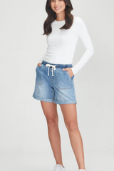 Junk Food Maggie Denim Shorts - BLUE