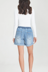 Junk Food Maggie Denim Shorts - BLUE
