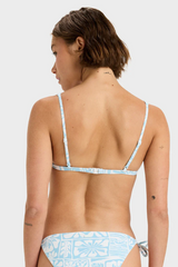 Roxy Flowers Wave Elongated Tiki Tri Bikini Top - SKY BLUE