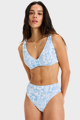 Roxy Flowers Wave Underwire D Cup Bikini Top - SKY BLUE
