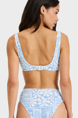 Roxy Flowers Wave Underwire D Cup Bikini Top - SKY BLUE