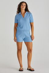 Sass Aubrie Knit Polo - Blue