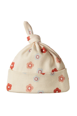Nature Baby Cotton Knotted Beanie - Petite FLORA STAMP Print