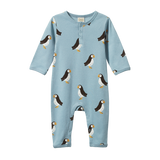 Nature Baby Henley Pyjama Suit - Puffin Print