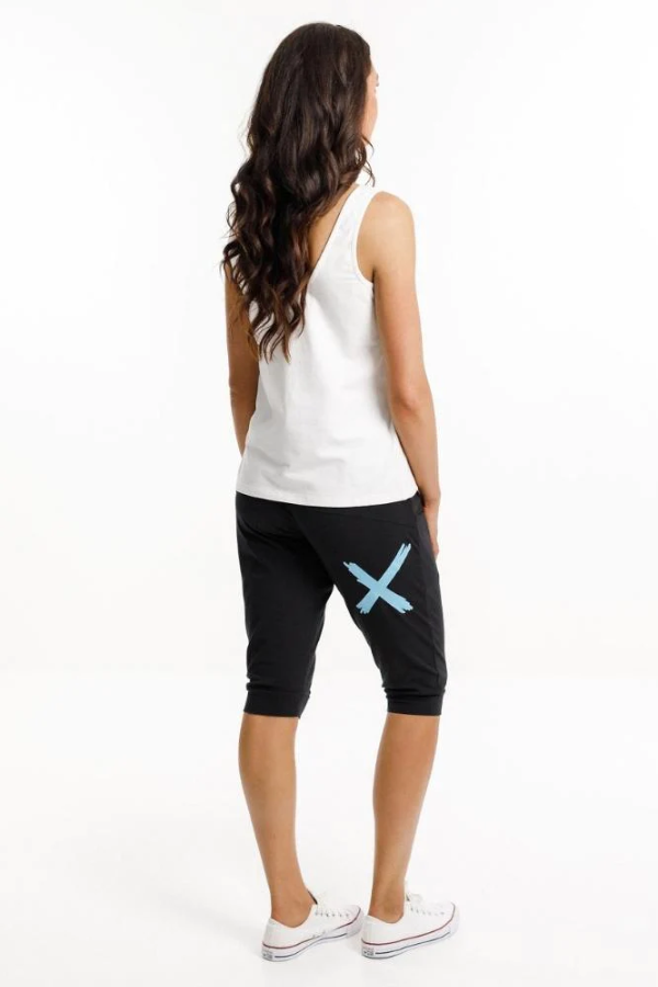 Home Lee 3/4 Apartment Pant - Black with Sky Blue X