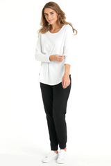 Betty Basics Megan Long Sleeve Top - WHITE