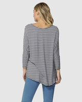Betty Basics Milan 3/4 Top. Blue & White. New Zealand. Casual wear. Cotton.
