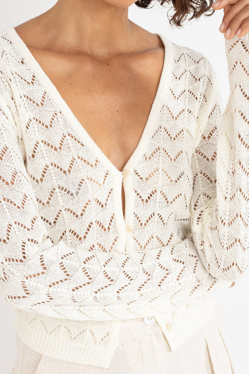 Rhythm Avery Knit Cardigan - WHITE