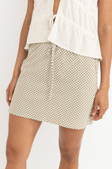 Rhythm Lola Check Bias Cut Mini Skirt - OLIVE
