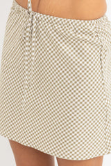 Rhythm Lola Check Bias Cut Mini Skirt - OLIVE