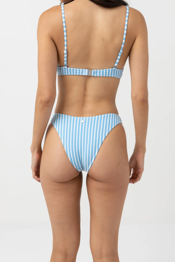 Rhythm Sunbather Stripe Hi Cut Pant Bikini Bottom - OCEAN