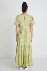 Ivy + Jack Charming Pistachio Shirred Cotton Tiered Maxi Skirt - Green