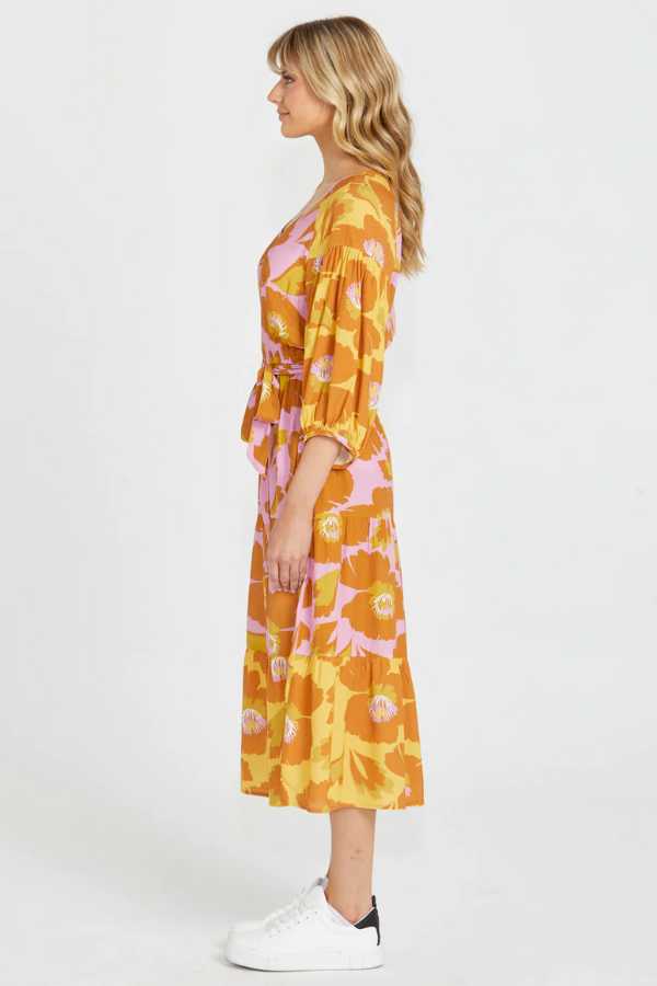 Sass Harper Tiered Midi Dress - Multi Floral