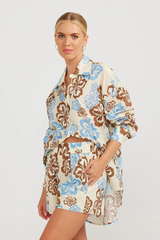 Charlie Holiday Maple Shirt - Cream Hibiscus