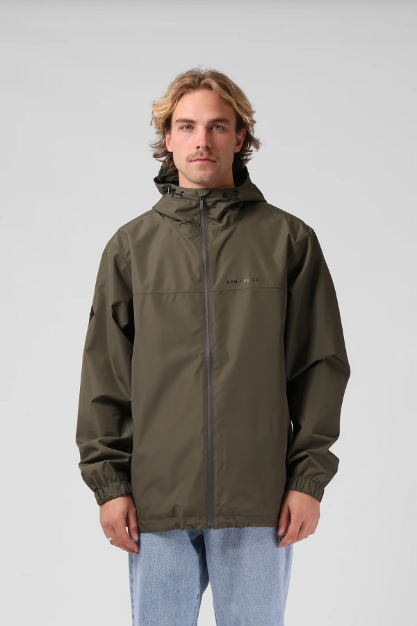 RPM Rain Coat Zipped Waterproof Hood - OLIVE