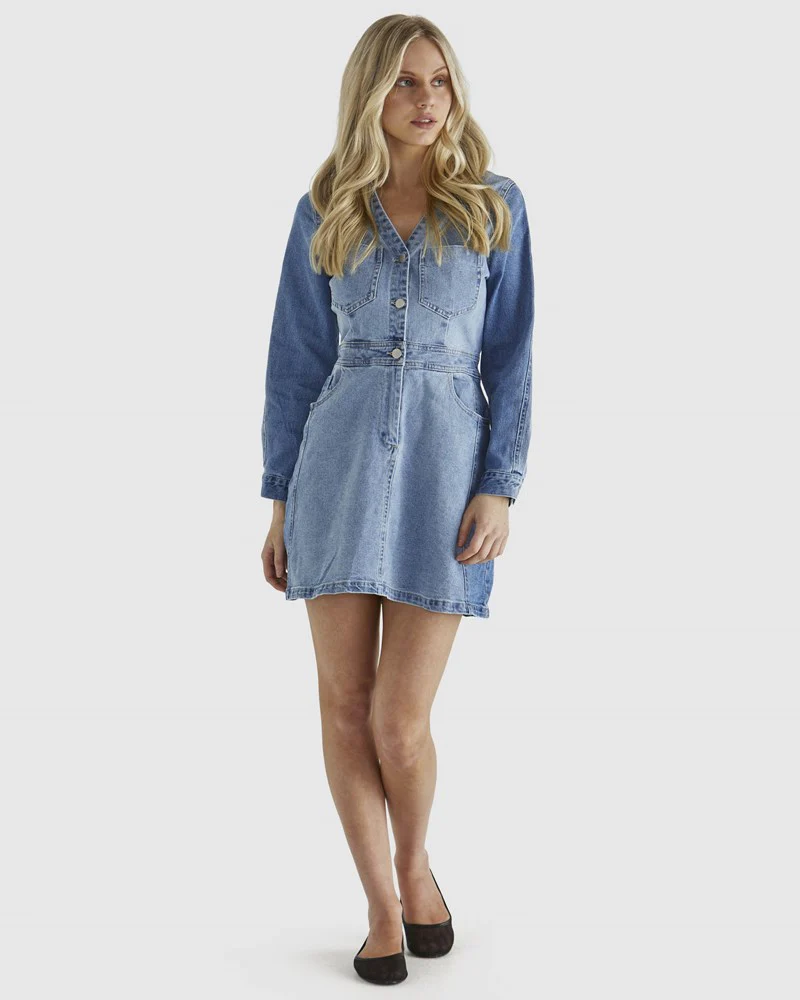 Sass Rylie Dress - Mixed Denim