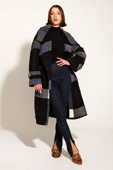 Fate & Becker Stranger Overized Coat - Navy Check